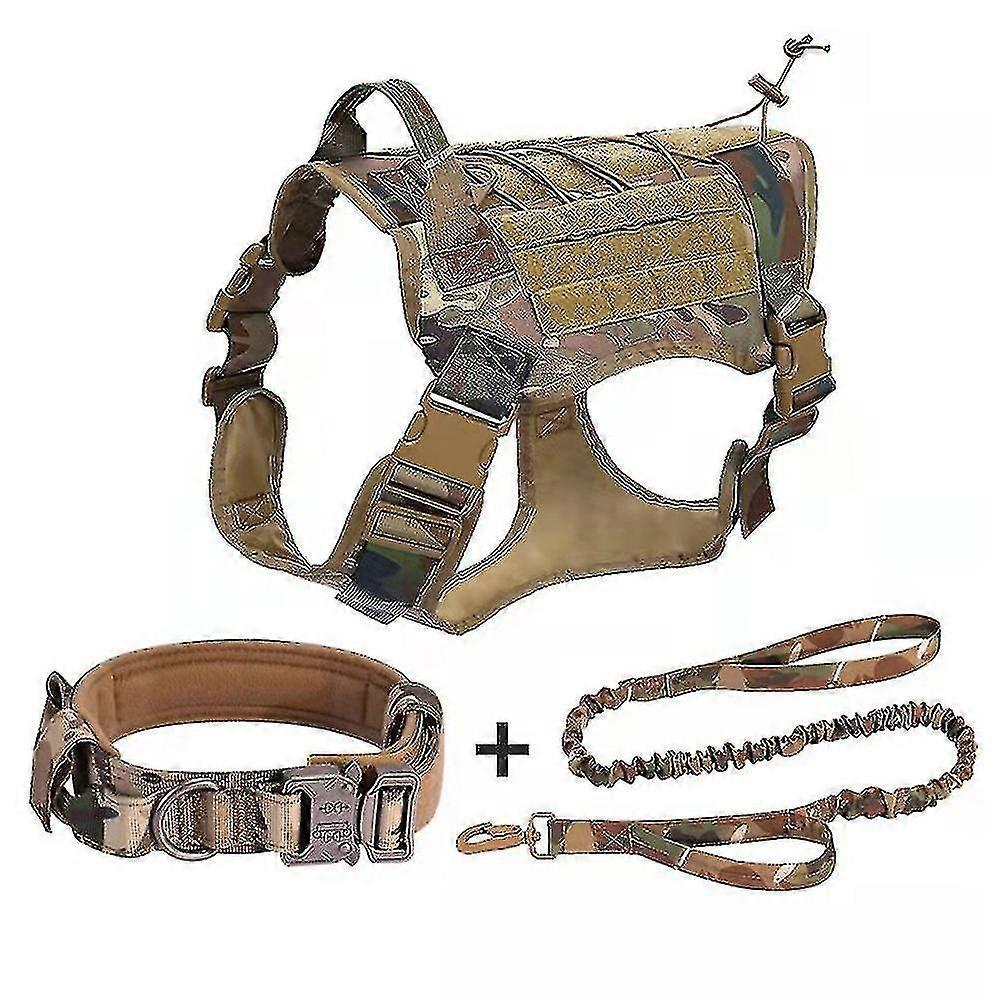 Piao Köpek Koşum Takımı Askeri Köpek Yeleği Yaka Tasma Kese ve Yama ile, No Pull Taktik Köpek Yelek Büyük Köpek için, Eğitim Yürüyüş için Hizmet Köpek Koşum Takımı