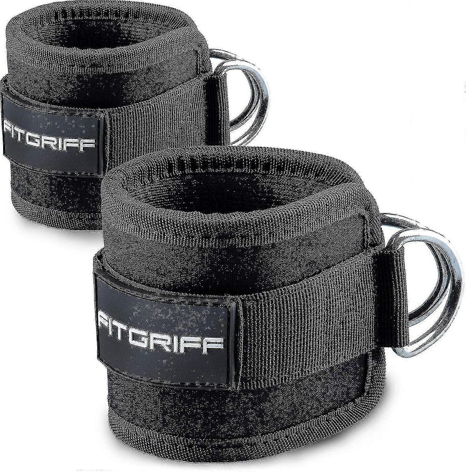 أحزمة القدم مبطنة, لتدريب اللياقة البدنية على سحب الكابل, أحزمة الكاحل, أسود