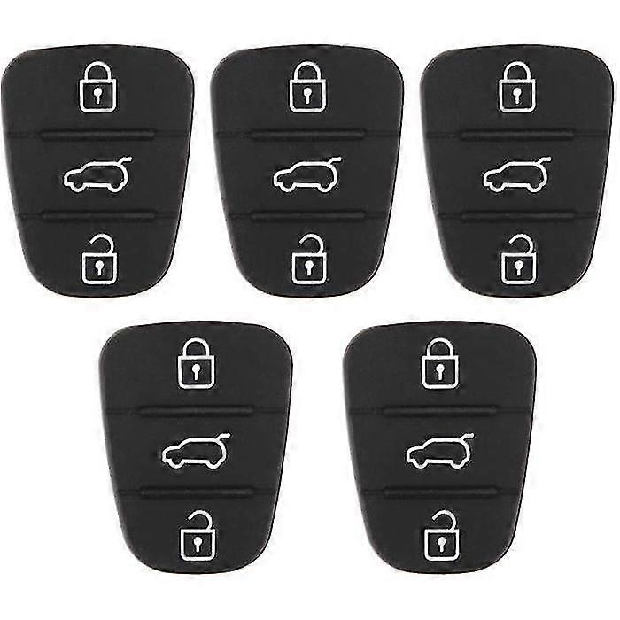 5pcs Replacement Rubber Key Shell Pad 3 Buttons Fit for Hyundai Fit for Kia (without letter)