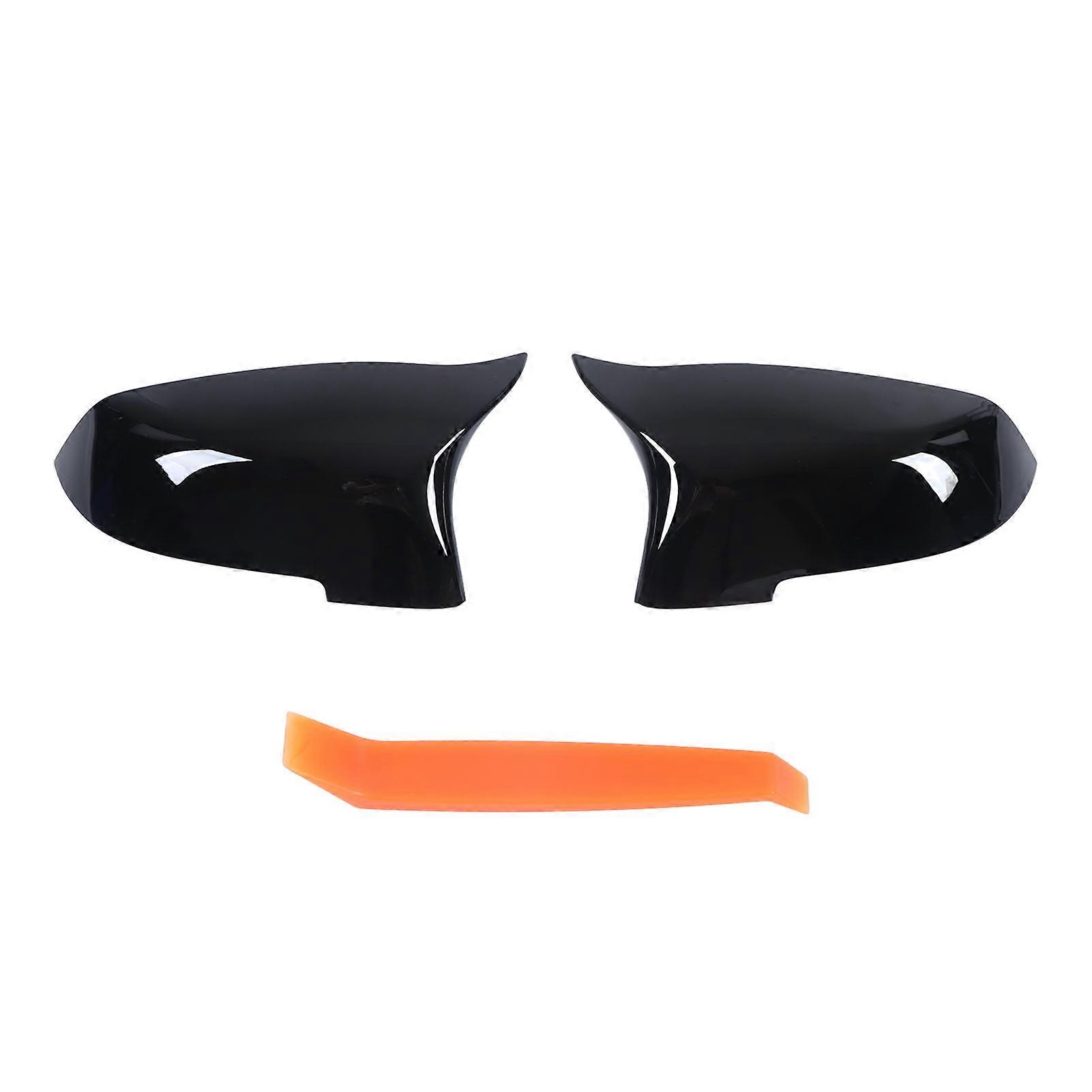 2pcs Side Rearview Mirror Cover Glossy Black 51167308683 Replacement for 5 6 7 Series