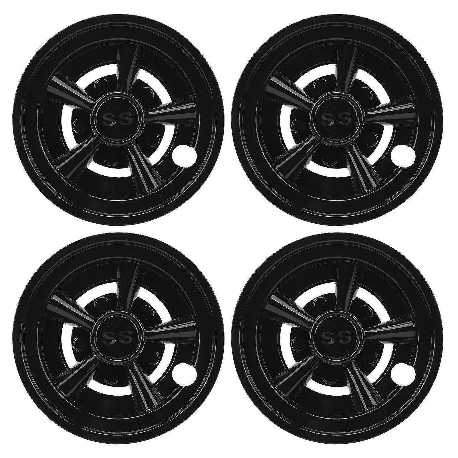 4pcs Golf Cart Wheel Hub Cap 8 Inches Glossy Black Wind Resistance Reduction Wheel Hub Cover Replacement For Ezgo