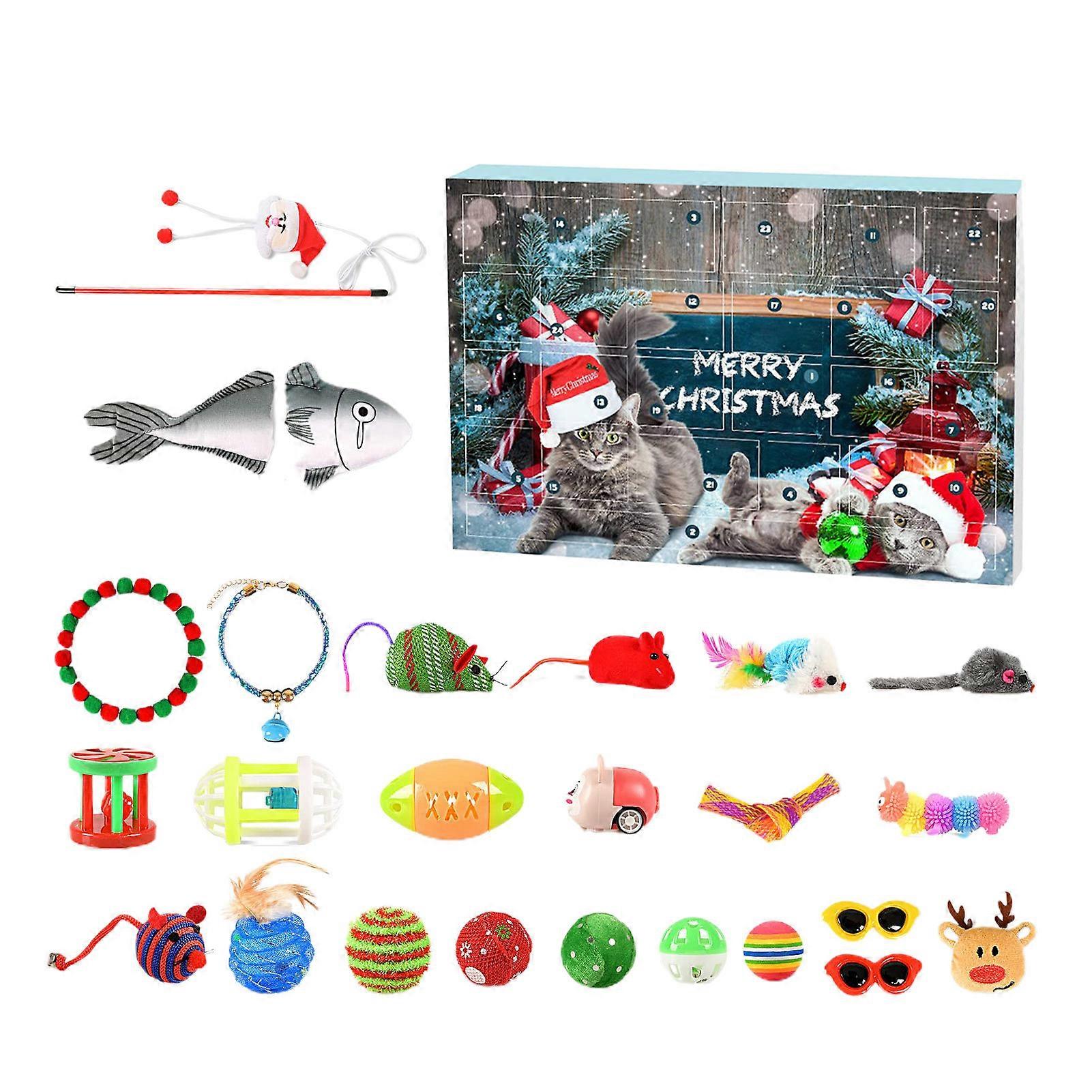 24PCS Cat Toy 2024 Advents Calendar Funny Interactive Cat Toy Countdown Collectible Kit for Cat Lovers
