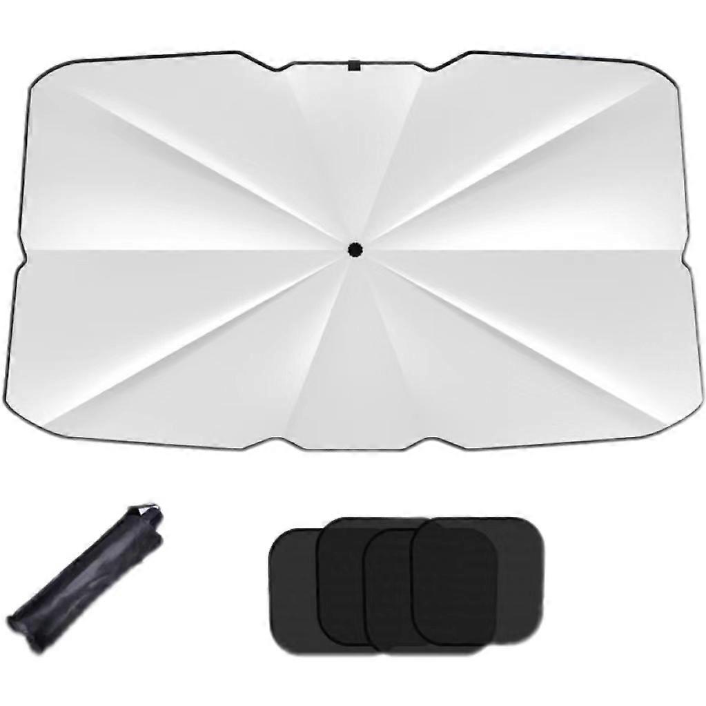 Car Windshield Sun Shade Umbrella Foldable Windshield Cover With 4 Shade Curtains 