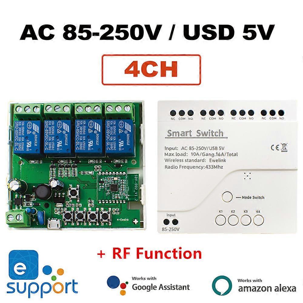 2/4CH Wireless Switch WiFi Module APP Remote Control DIY Smart Home 4Gang Relay work with Alexa Google Home