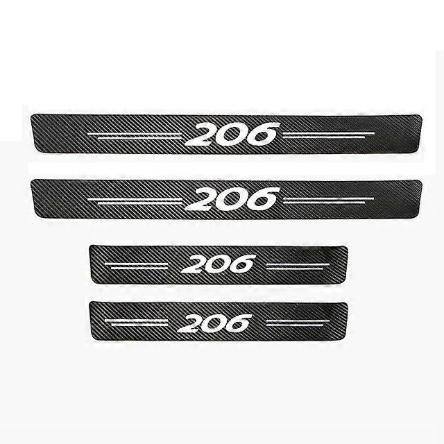 Motor Vehicle Parts 4Pcs Car Stickers Threshold Strip Carbon Fibre for Peugeot 206 Auto Parts