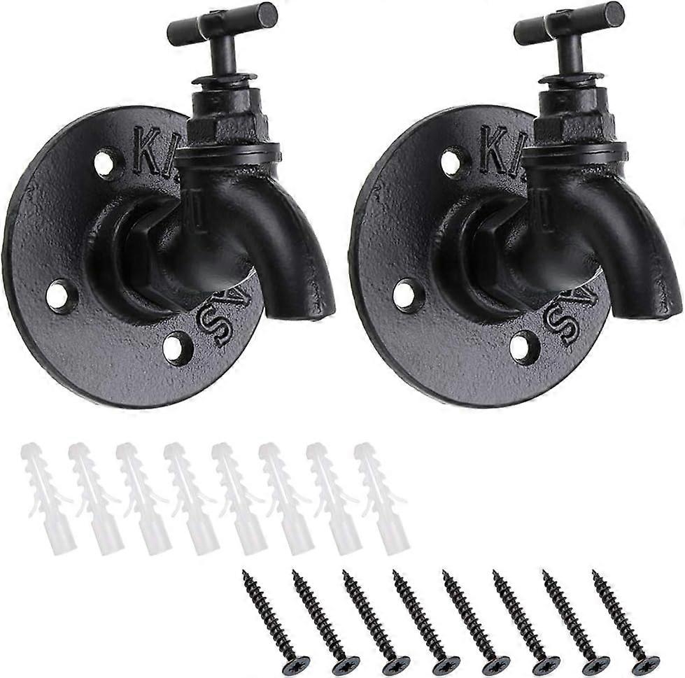 Set 2 robineti de perete, Fier, Negru
