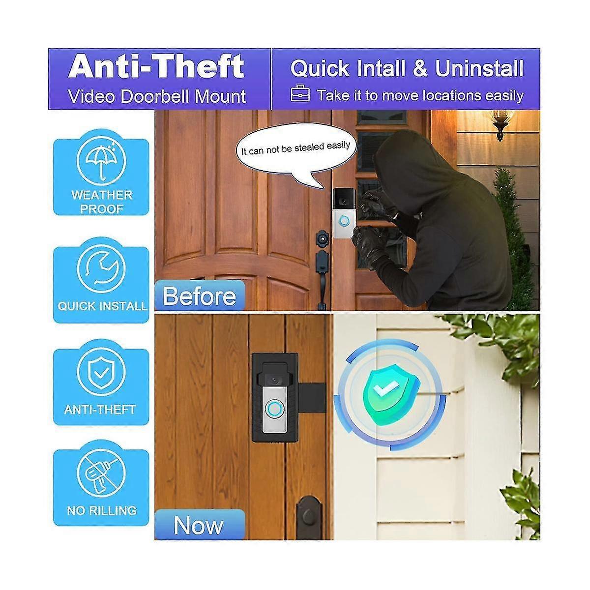 Supporto Antifurto Per Videocitofono - Senza Fori, Adesivo O A Vite Per Ring Doorbell - Foto 9