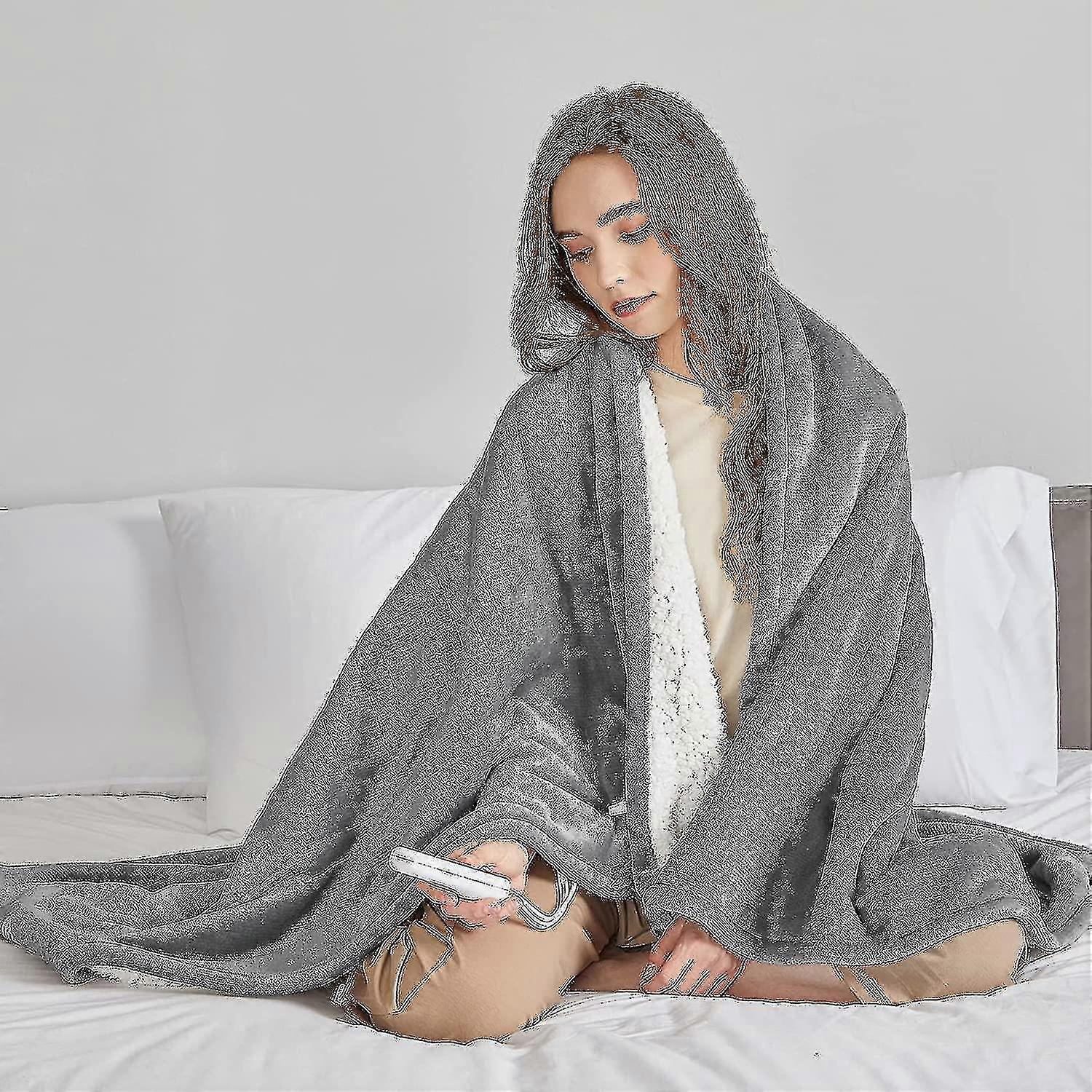 2024 Heated Blanket Throw Blanket For Couch, 50" X 60" Electric Throw Blanket, Heating Blanket With 5 Heating Levels & 4 Hours Auto Off, Soft Fleece B