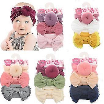 4 Stück Baby Stirnbänder Mit Blumen - Weiche Turban Haarbänder Für Mädchen