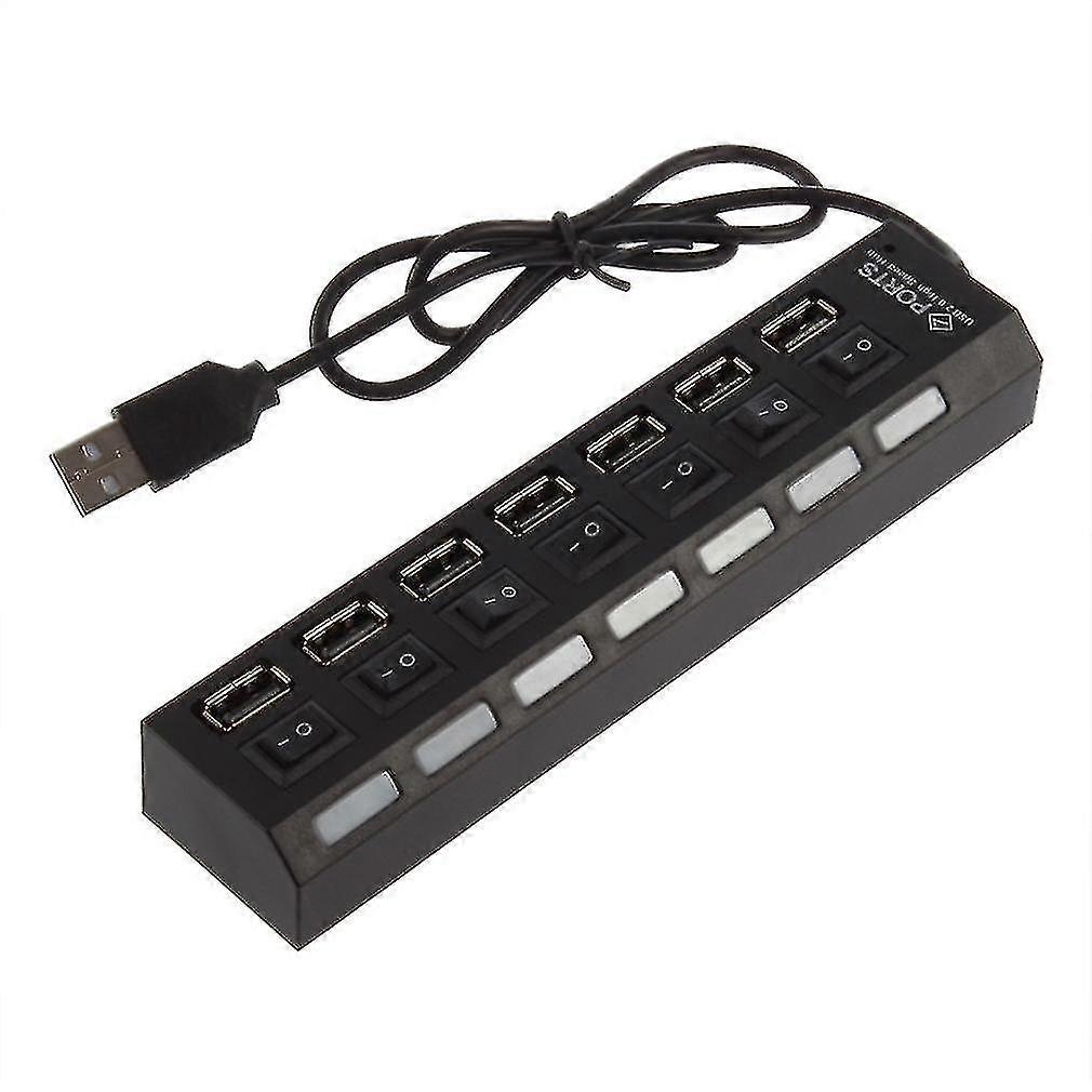 Usb 2.0 7-ports High Speed Hub With On/off Switch Splitter Adapter For Phone
