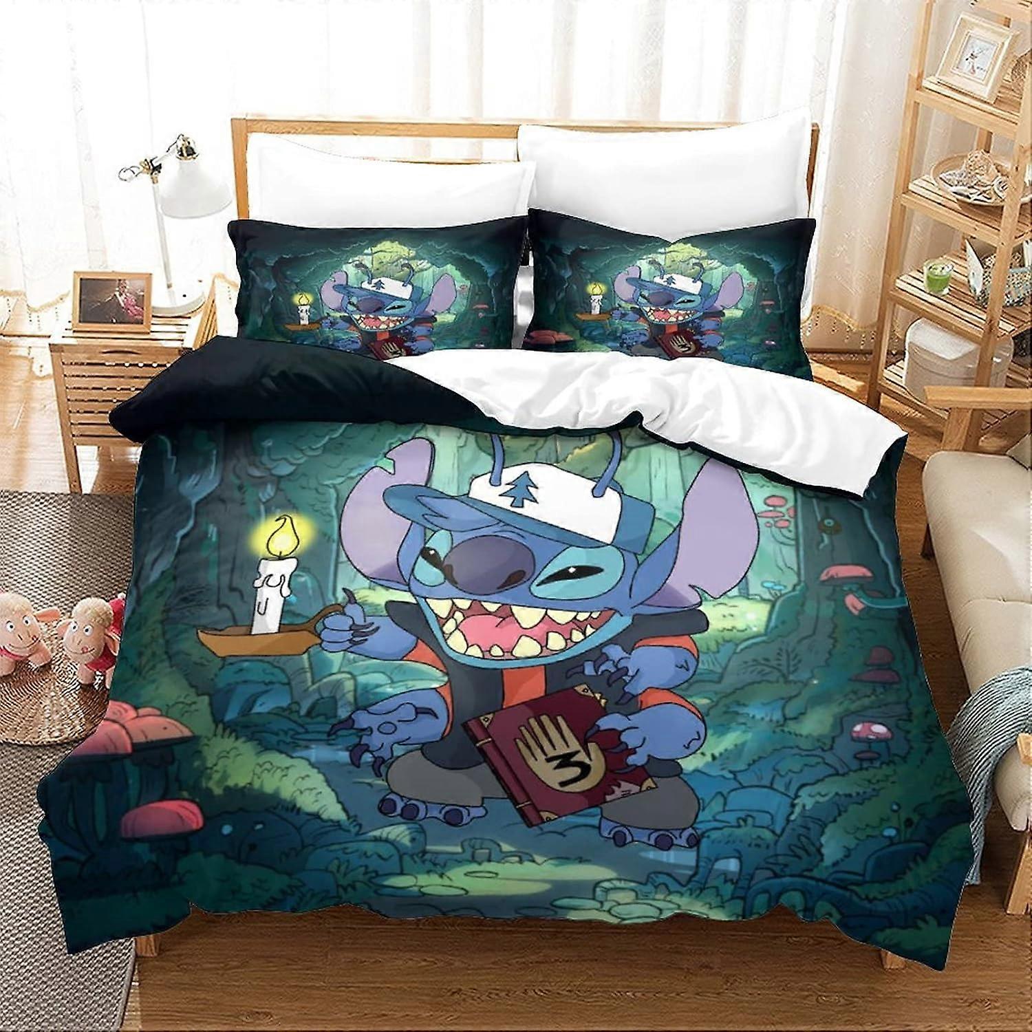 Stitch Duvet Cover D Lilo & Stitch Design Soft Microfiber Cover Breathable Duvet Cover Girls Boys Bedding Set Pieces with Zipper 135*200 CM