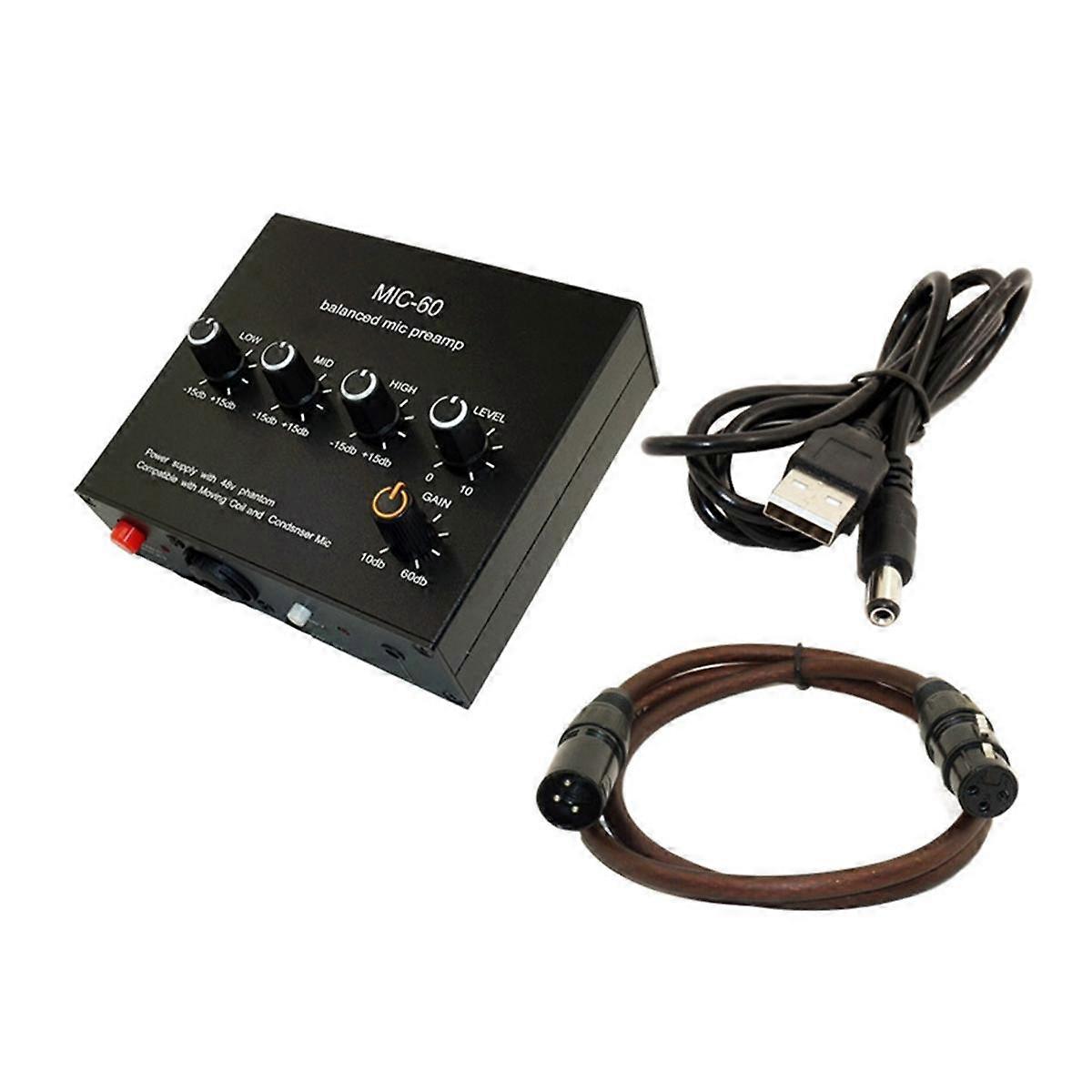 Balanced Dynamic Microphone Amplifier Music Audio Amplifier MIC-60 with 48V Phantom Power with XLR