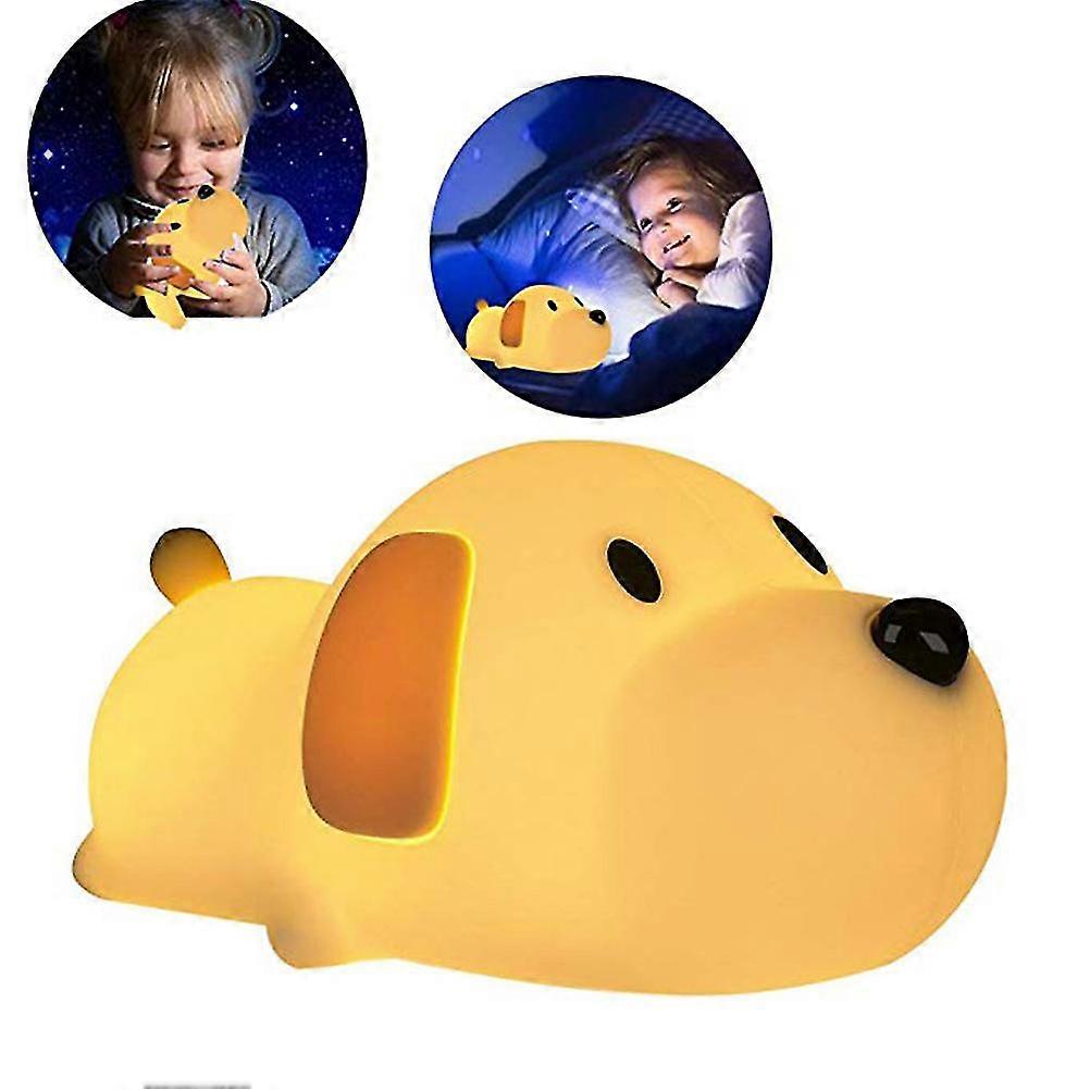 Kids Dog Shape LED Night Light Soft Silicone LED Lamp with Sensitive Touch Control Baby Nursery Lamp with Warm Cool White Dual Lighting Modes