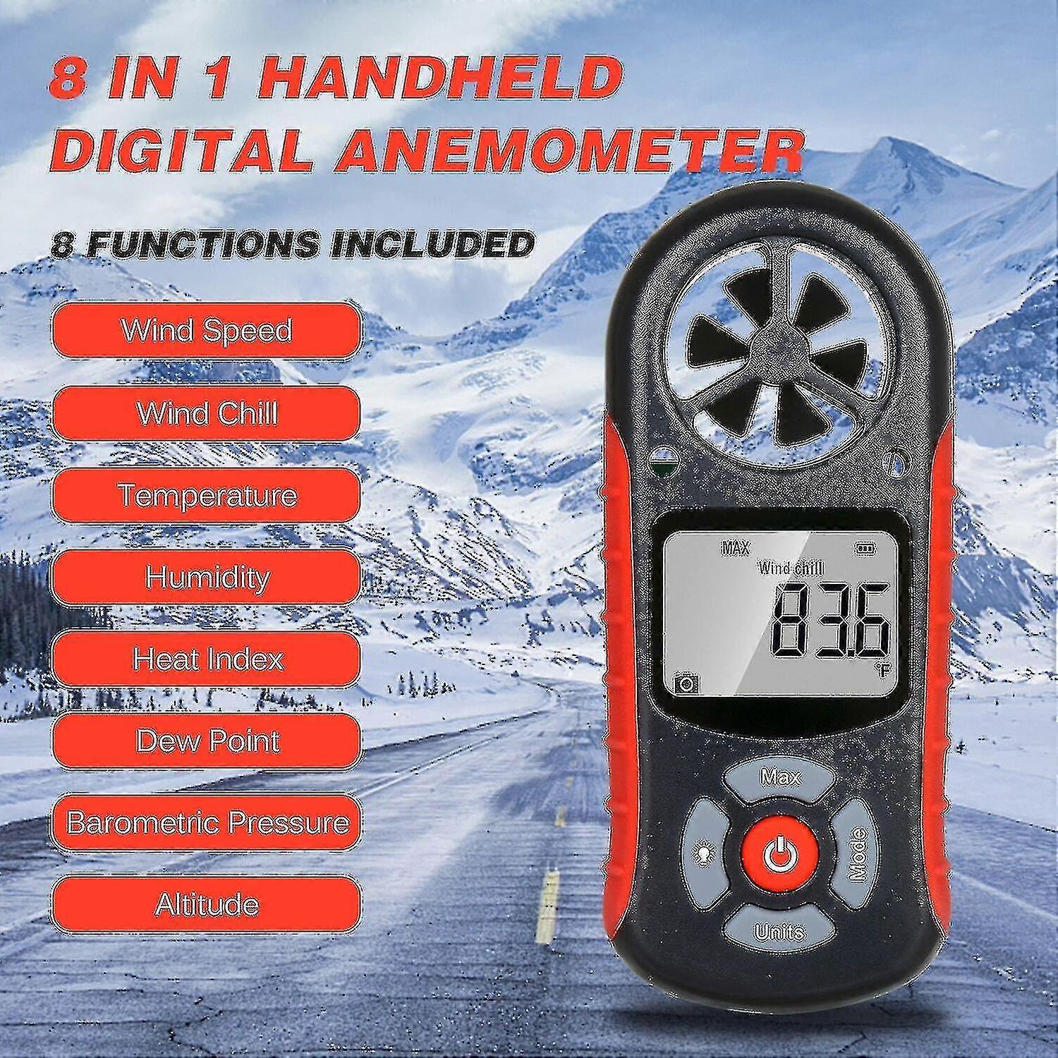 Digital Anemometer Wind Speed/wind Chill/temperature/humidity/heat Index/dew Point/barometric Pressure/altitude Meter
