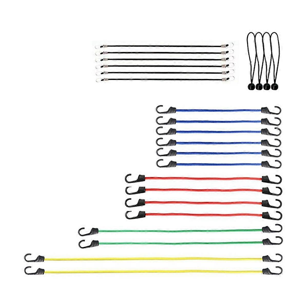 24Pcs βαρέων καθηκόντων κορδόνια Bungee με το λουράκι συσκευασίας αποσκευών σχοινιών γάντζους για το στρατόπεδο ταξιδιού ποδηλάτων μοτοσικλετών