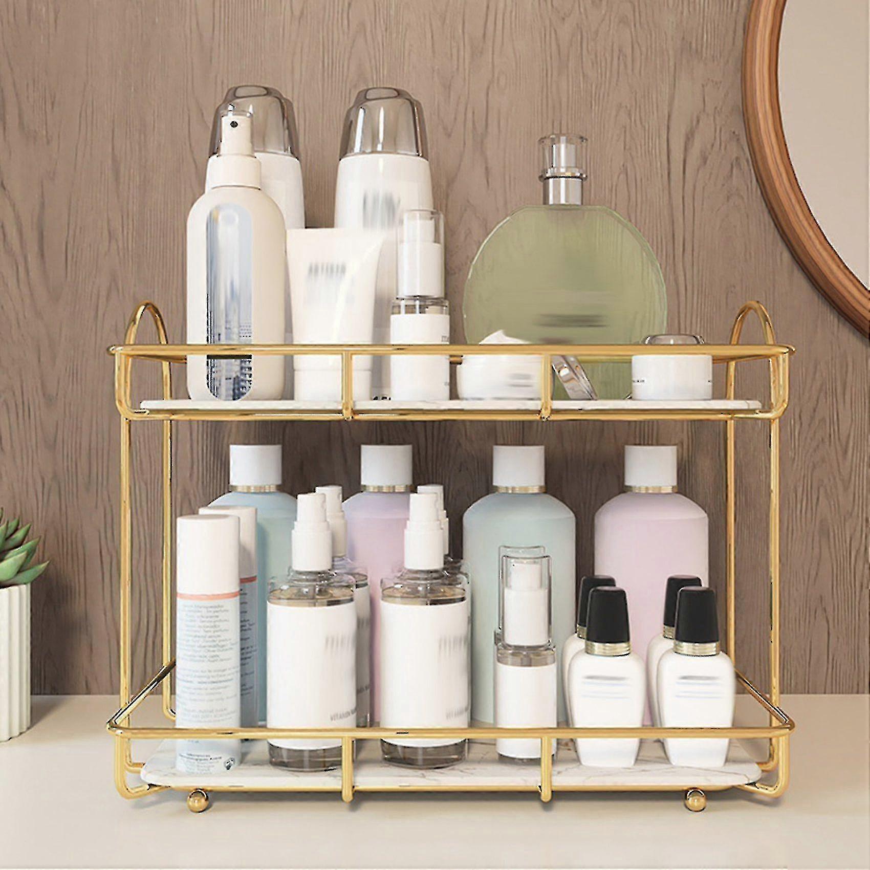 Light Luxury Countertop Makeup Organizer For Bathroom Storage Rack B