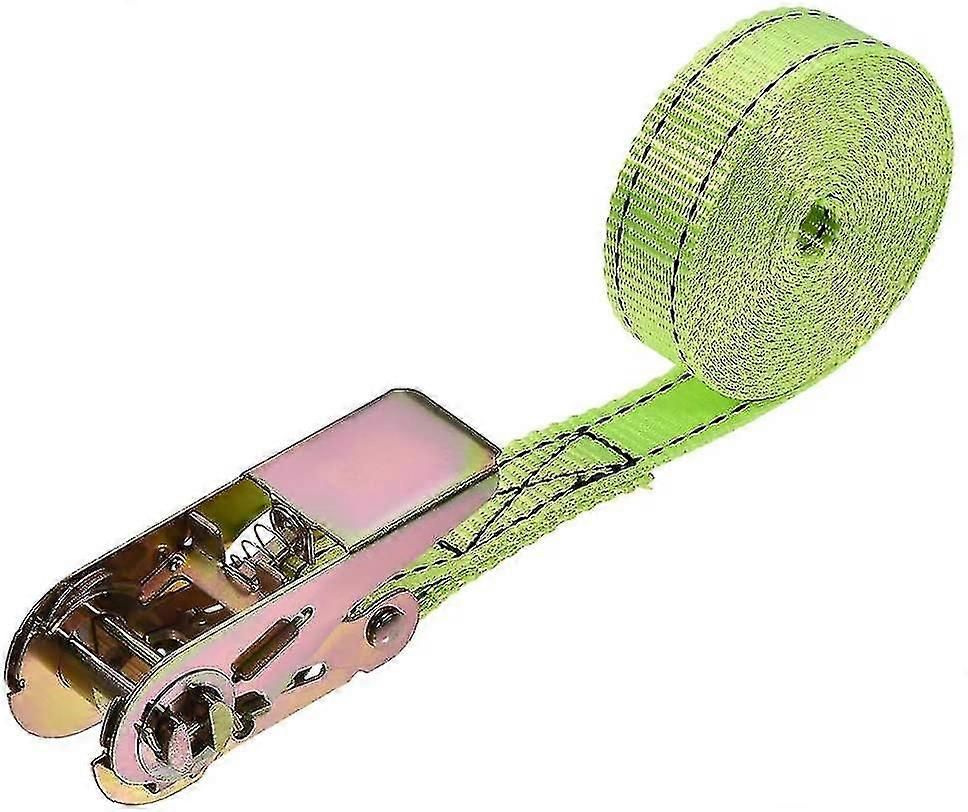 Ratchet Tie Down Lashing Strap 3mx25mm 800kg Load Cap Polyester For Moving Cargo. Green