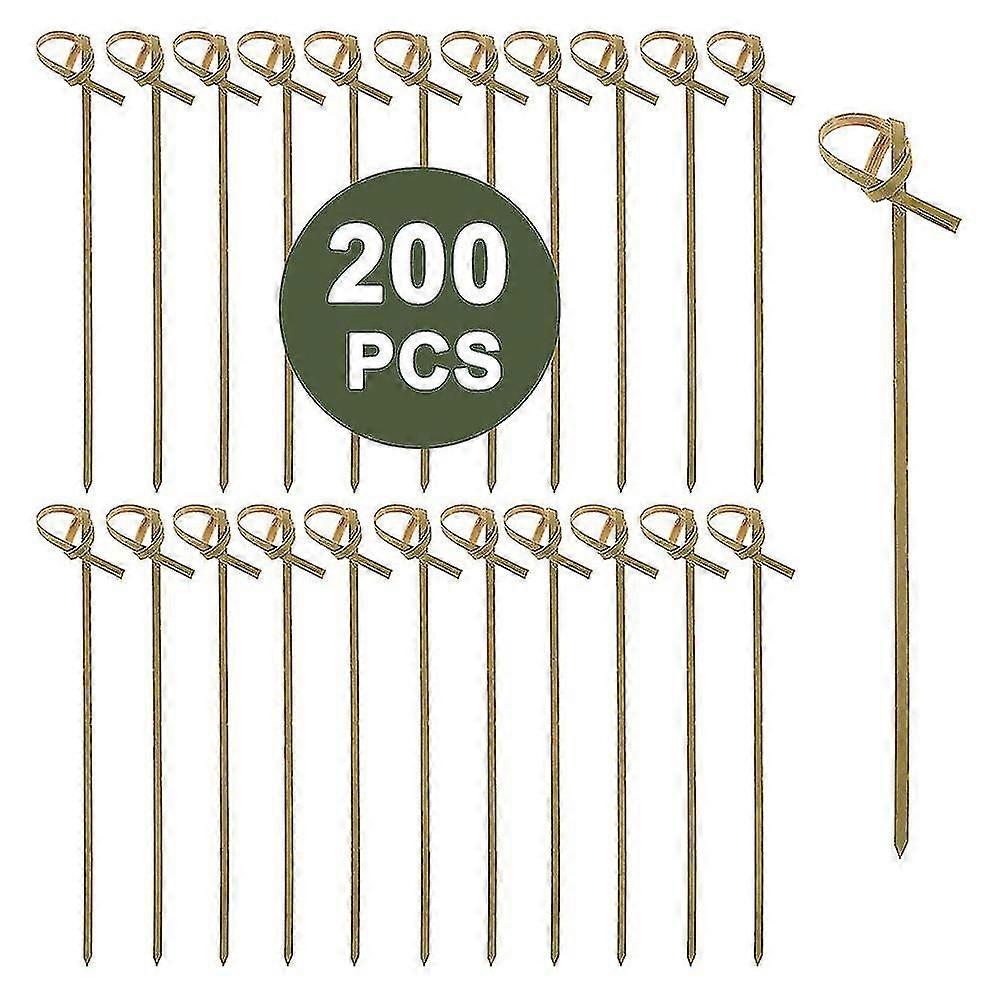 200 Counts Cocktail Sticks Bamboo Knotted Skewers Toothpicks