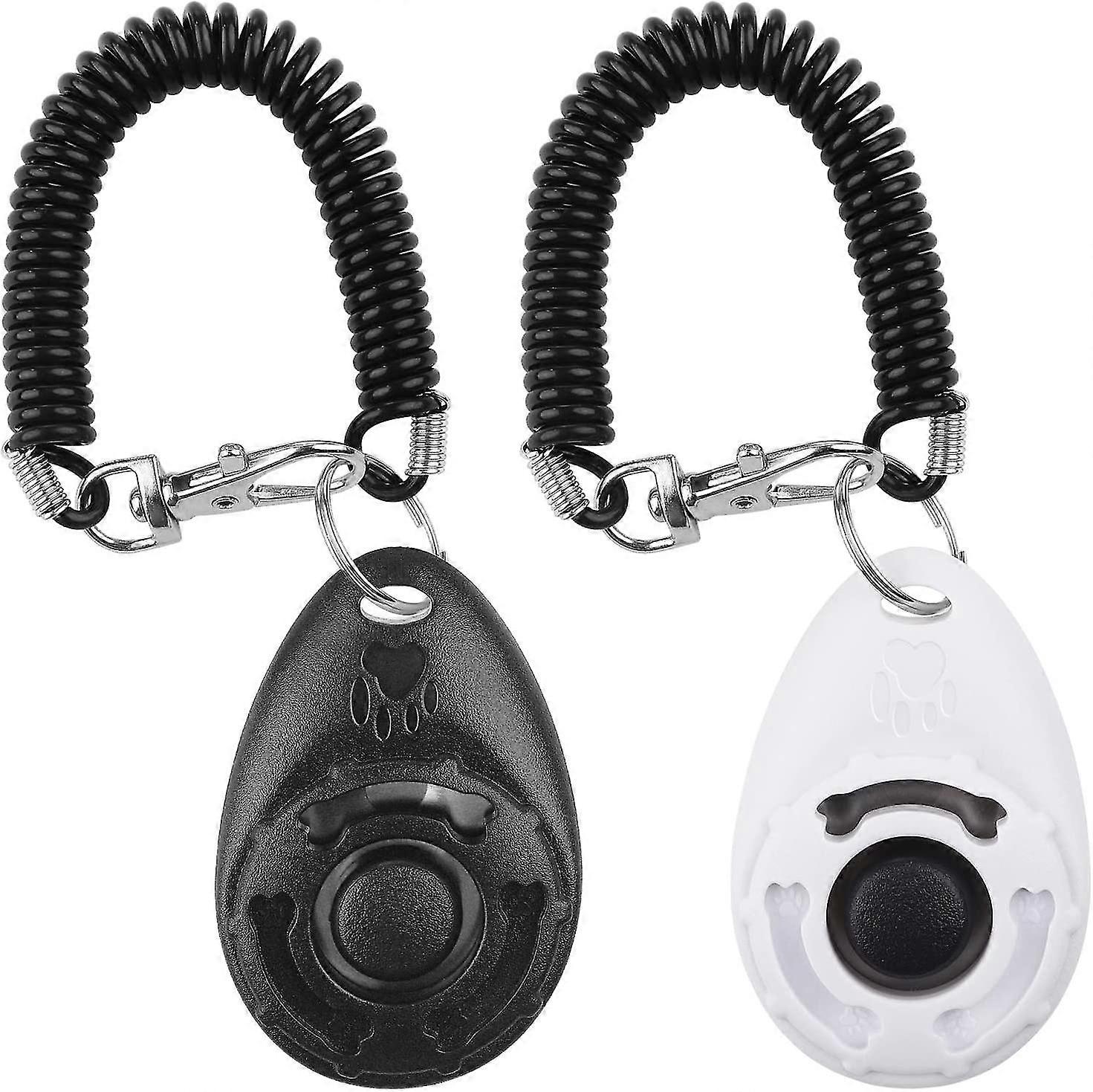 Dog Clicker, Dog Clicker With Elastic Strap And Big Button Training Clicker, Professional Dog Training Clicker For Cat Dog Horse [3 Pack Black+blue+wh