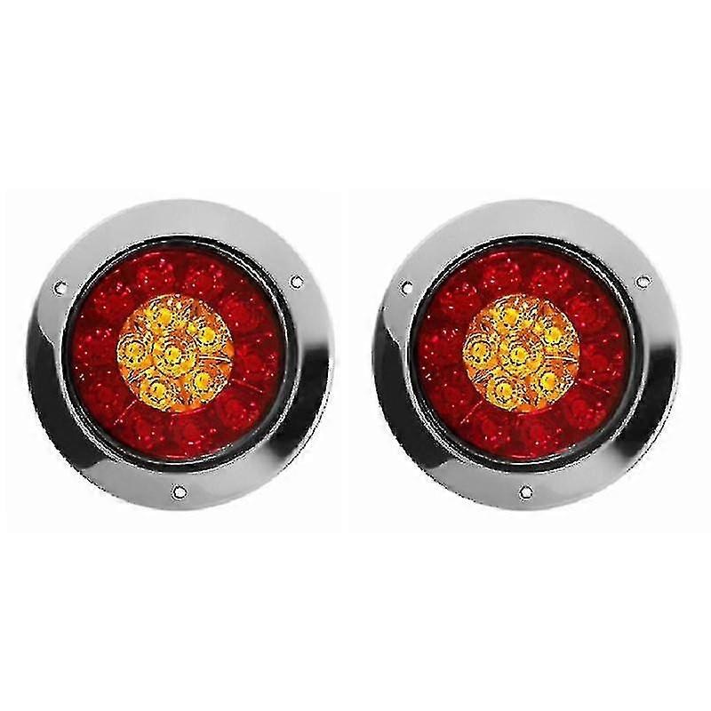 2x 16 Led blinklys Stop Bremselys Anhænger Lastbil Runde baglygter Sidelygte