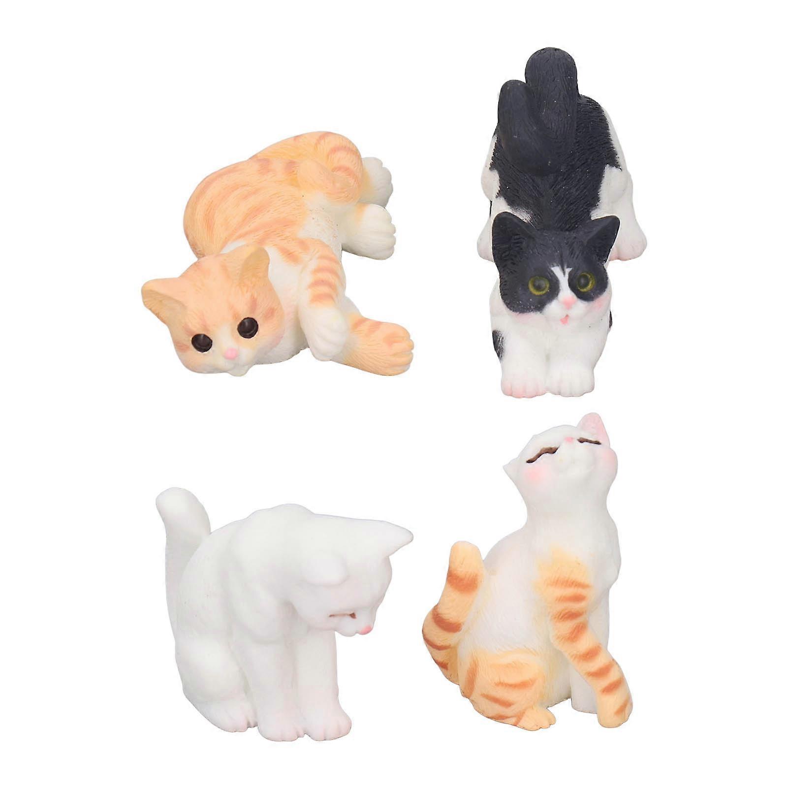 4Pcs Miniature Cat Figurines 1:12 Dollhouse Mini Resin Animal Model Ornaments Decoration Simulation Craft