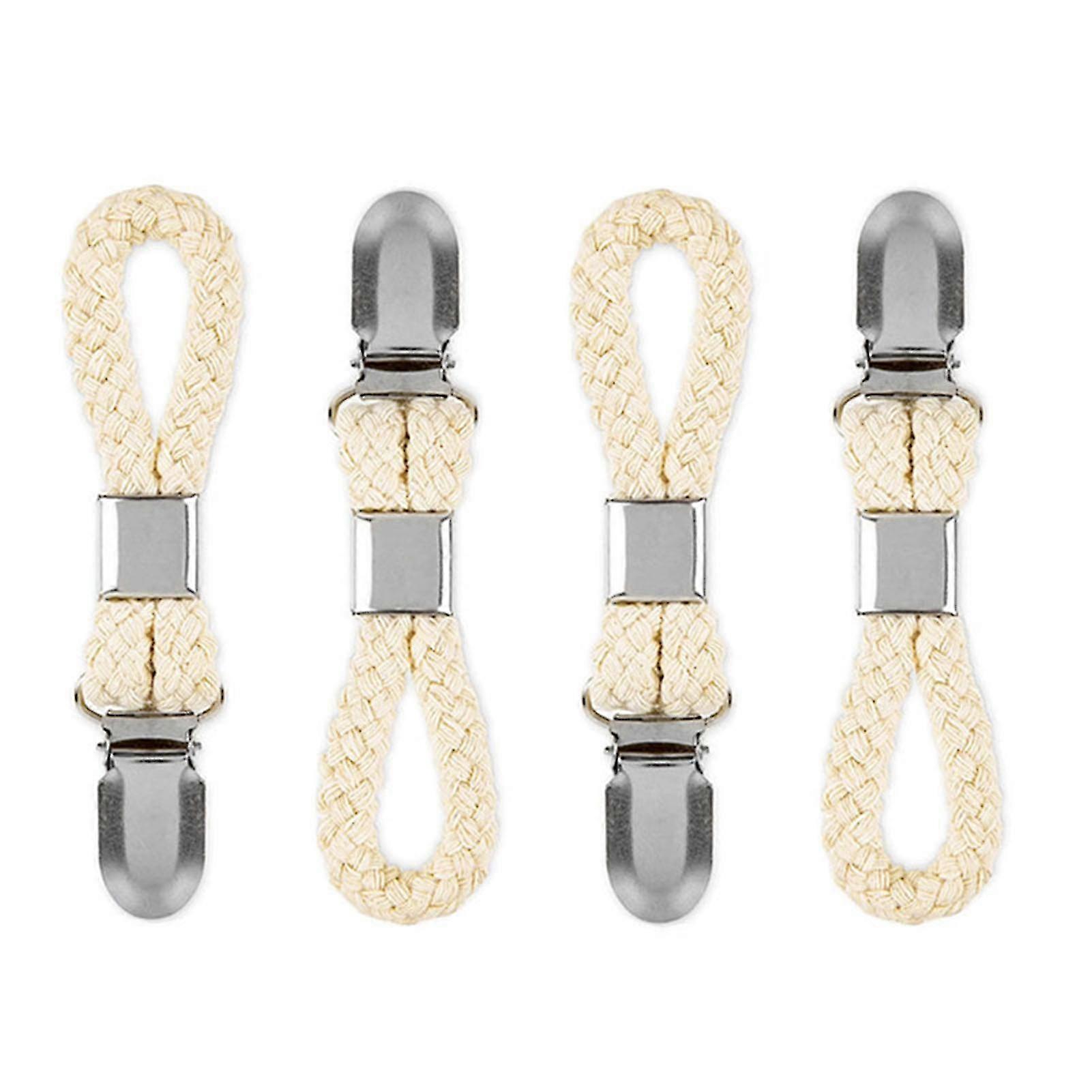 4pcs Braided Cotton Loop Towel Clip With Metal Clamp Multipurpose Cloth Hanger