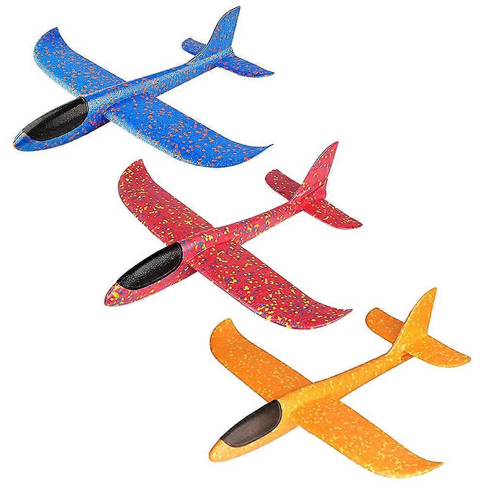 3 Packs Airplane Toy Large Throwing Foam Plane Dual Flight Mode Aeroplane Gliders Flying Aircraft Gifts for Kids