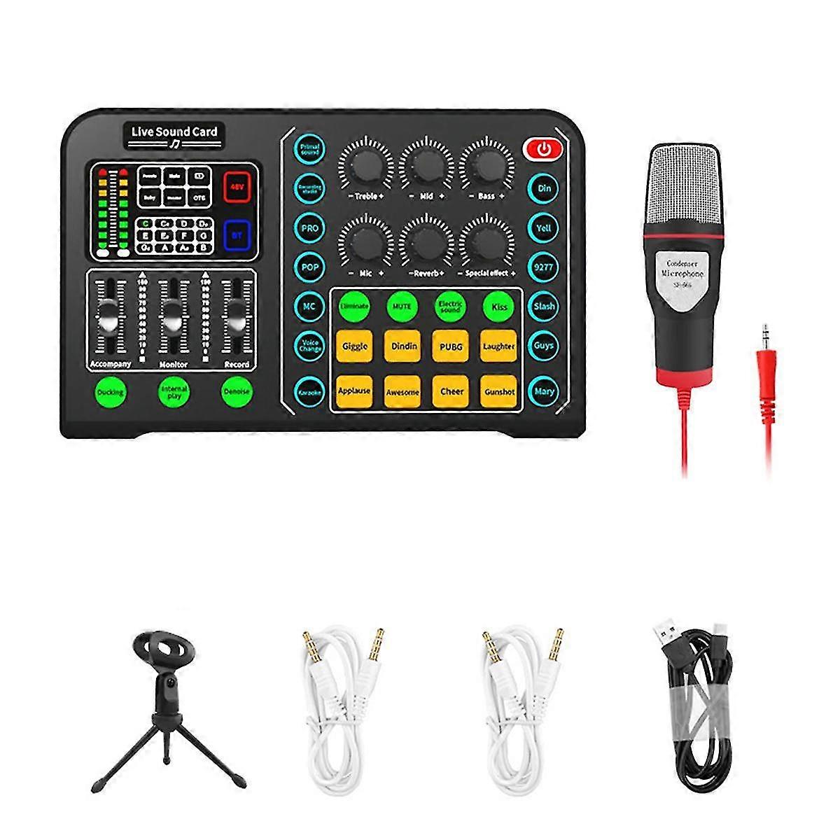 Professional Audio Mixer With Microphone Set,audio Interface With Dj Mixer Live Sound Card Effects