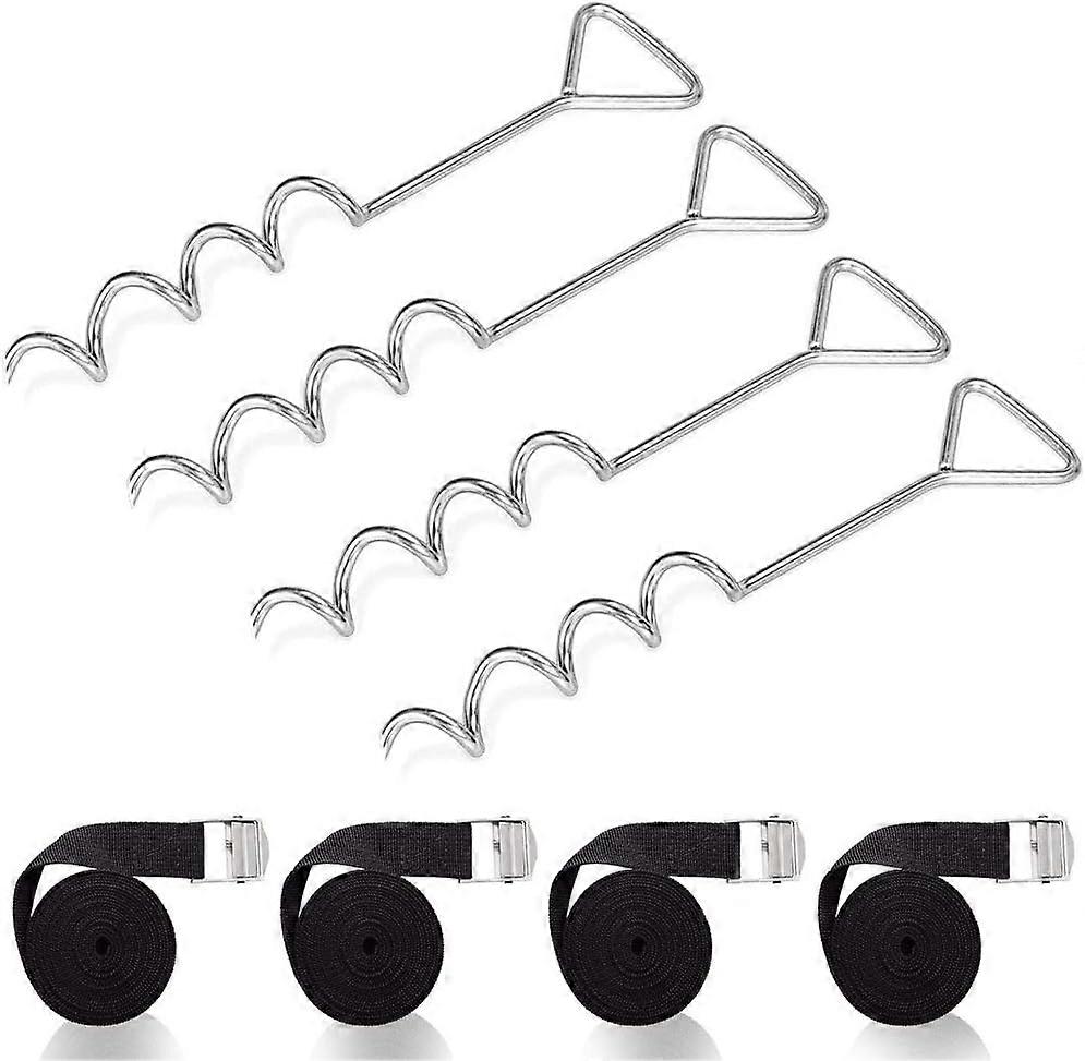 Trampoline Anchor Set, Heavy Duty Trampoline Anchor Kit, Ground Anchor Kit with 4 Hooks and Straps