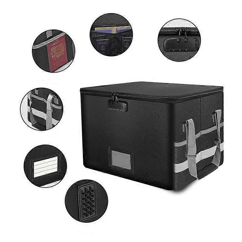Fireproof Document Box Waterproof File Organiser Box w/ Lock ...