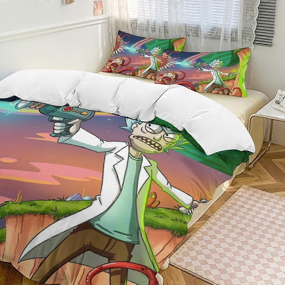 v2040 Bed Sheets Bedding Rick And Morty 3-Piece Bedding Set Soft Warm And Comfortable Bed Set with 1 Duvet Cover And 2 Pillowcases Bed Sheets yuq204