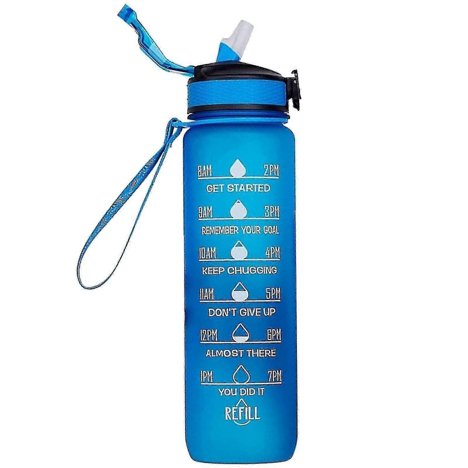 1000ml الحرة التحفيزية الرياضة إبريق مع الوقت علامة في الهواء الطلق اللياقة البدنية القدح التدرج لون القدح في الهواء الطلق زجاجة مياه بلوري