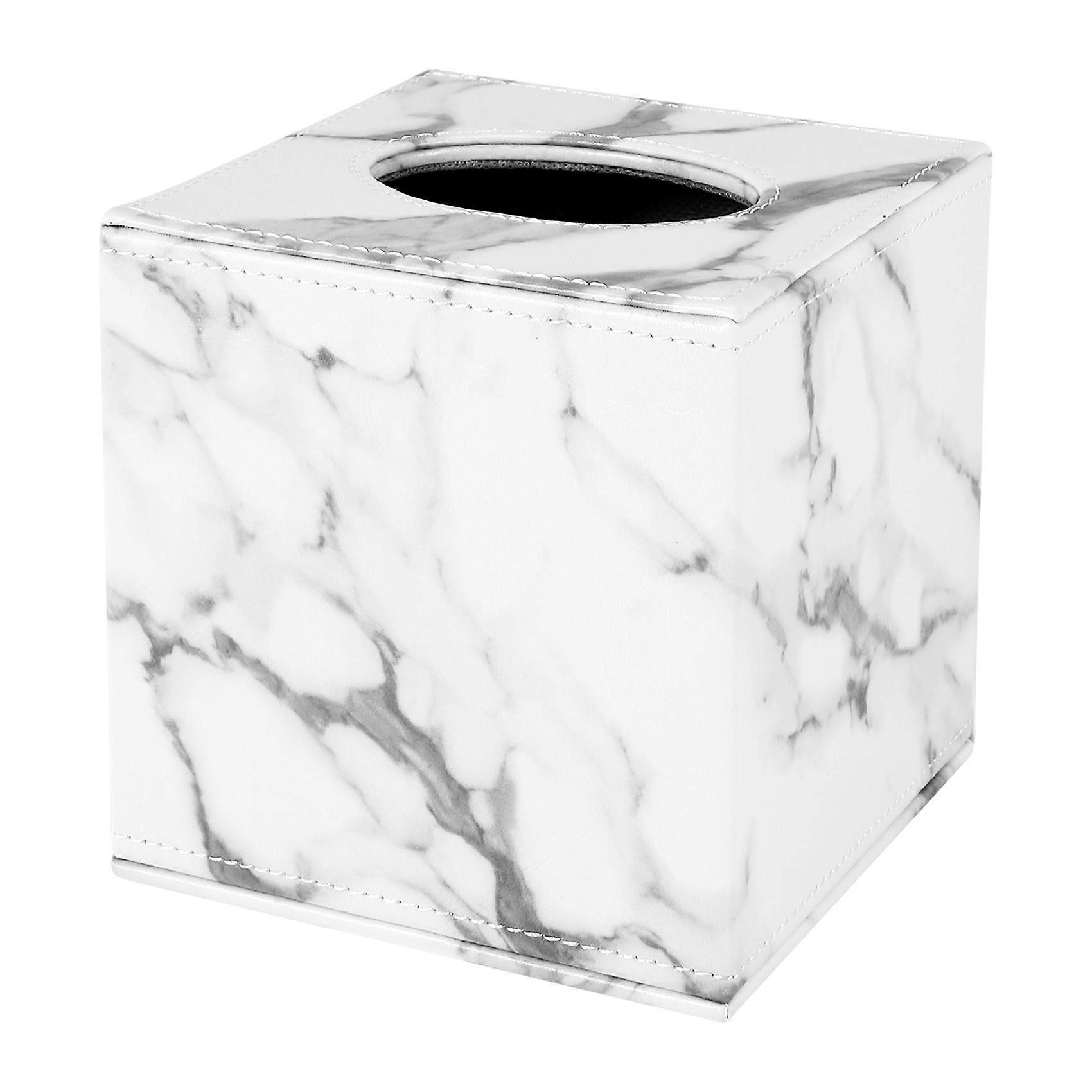 Marble Square Square Tissue Box PU Leather Roll Paper Holder Toilet Paper Box Napkin Paper Box Cove