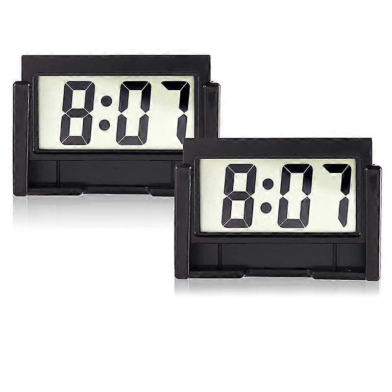 Small Digital Car Dashboard Clock Battery Operated Big Clear LCD Time Display for Automotive, Motor