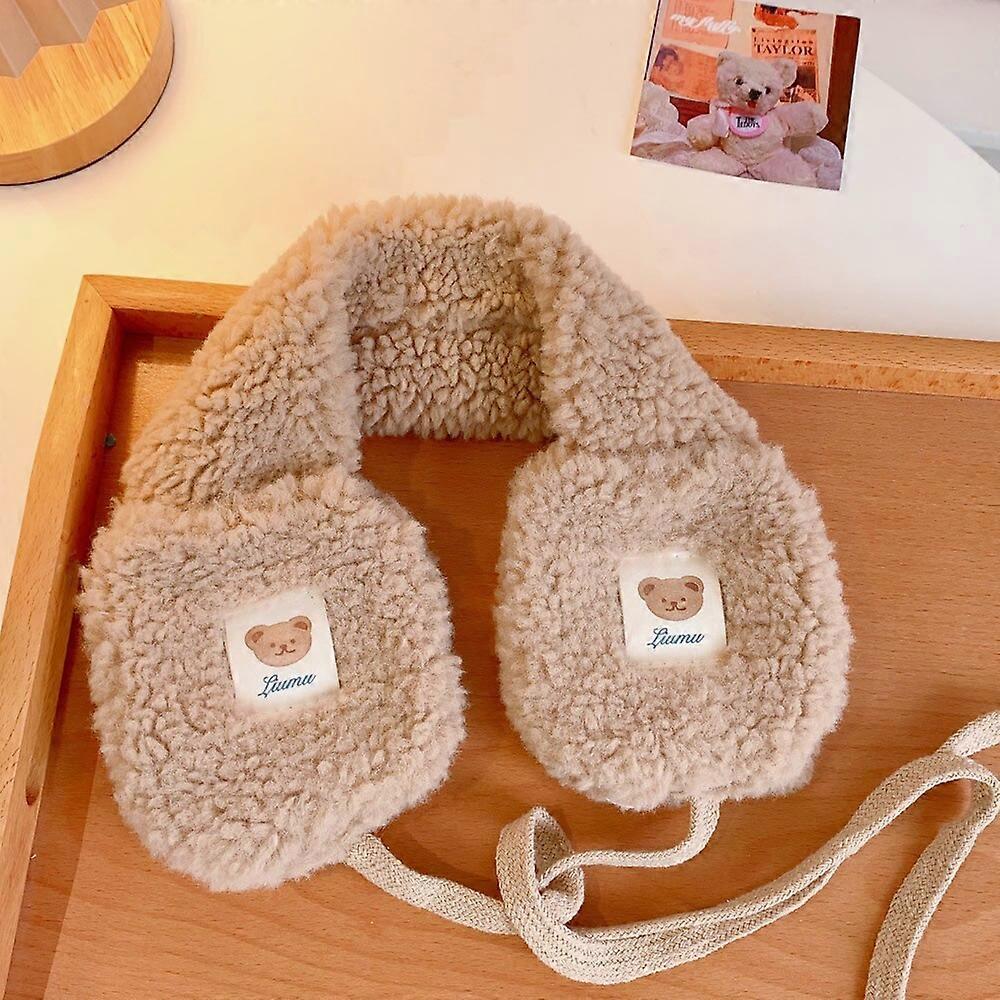 ファッション韓国女性冬の暖かいぬいぐるみイヤーマイヤーウォーマーかわいいクマ大人キッズネクタイぬいぐるみイヤーマフ
