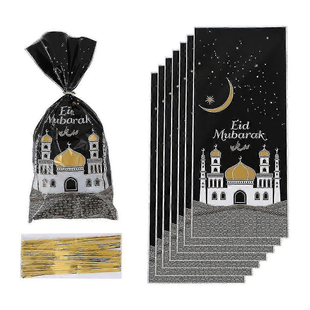 100pcs Eid Mubarak Gift Bags With Rope Ramadan Packaging Pouch