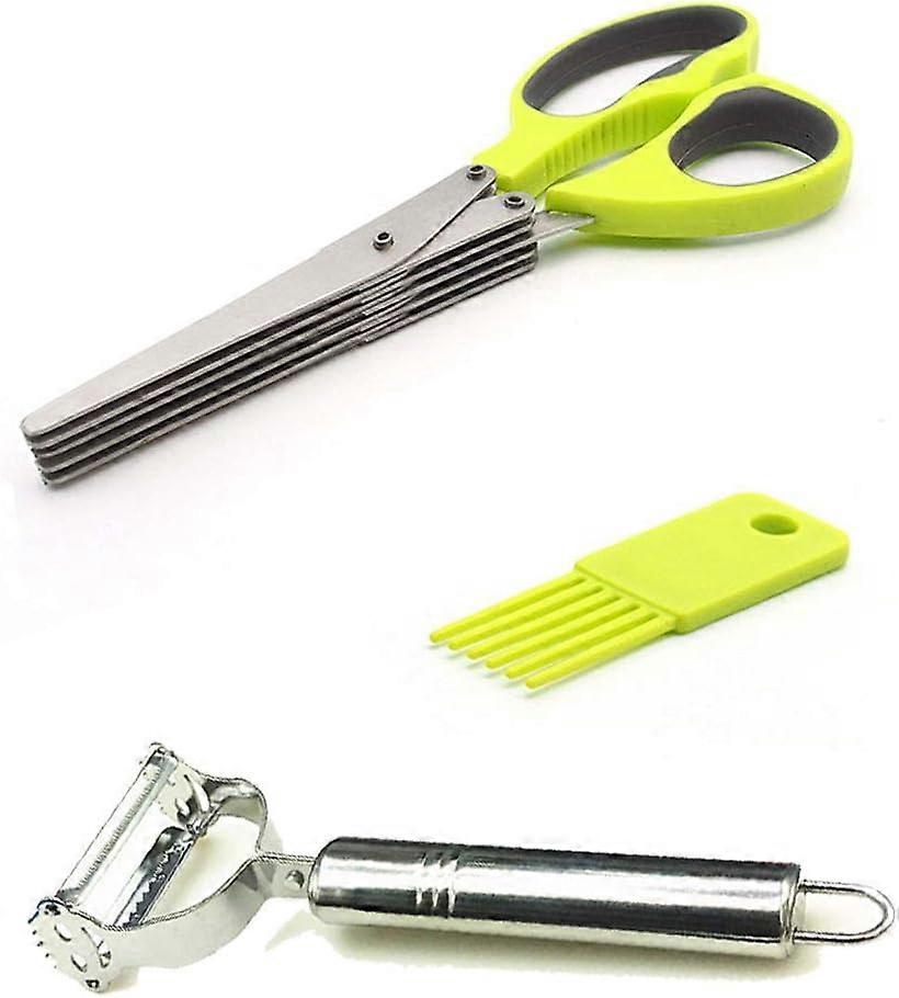 Fersk urtesaks 5 kjøkkenblader i rustfritt stål med kamrensende kjøkkenutstyr