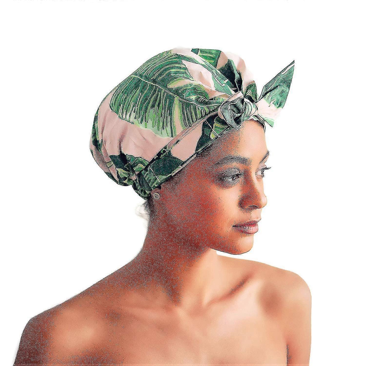 Shower Caps, Waterproof Cap Reusable With Elastic Band-YH