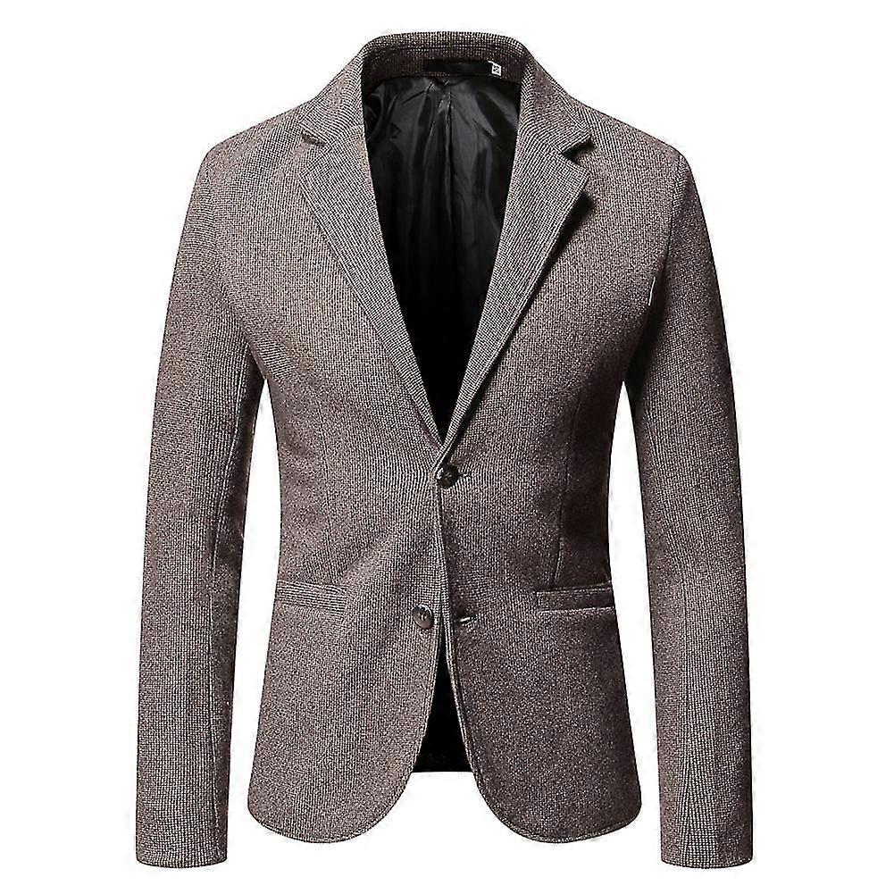 VAWAN Mens Casual Slim Fit Two-button Check Jacket