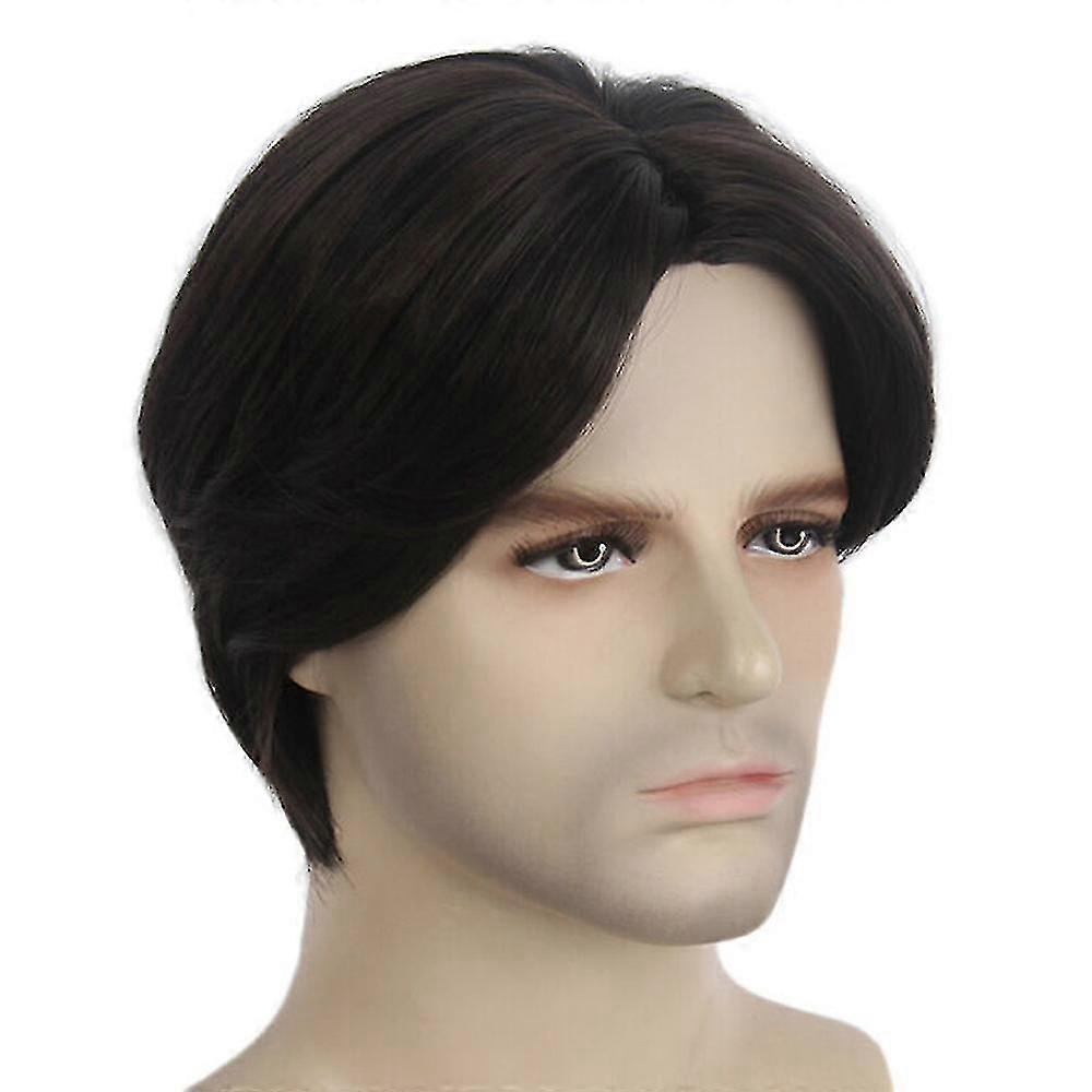 Hombre Marrón Peluca Corta Recta Peluca de Pelo Completo
