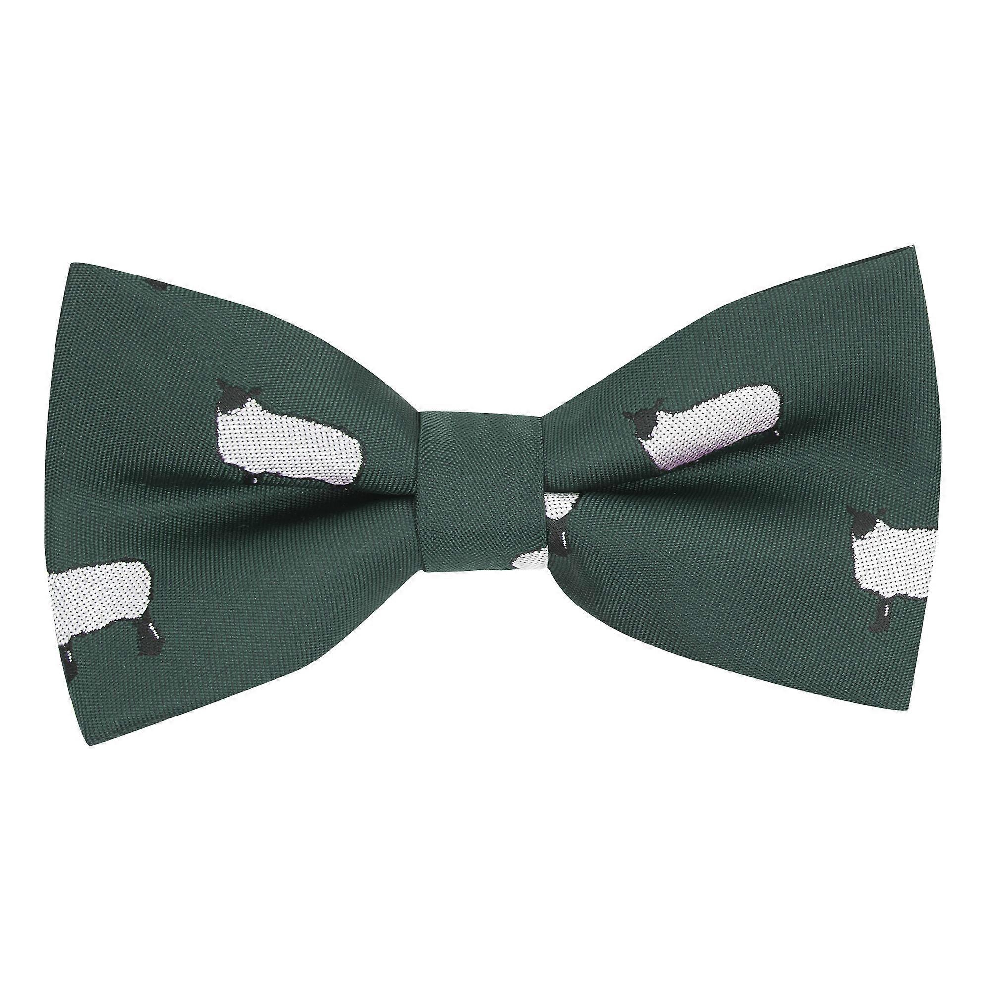 Dark Green Sheep Embroidered Bow Tie