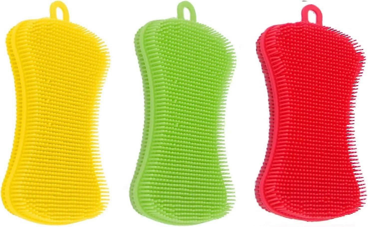 Silicone Scrubbing Sponge 3 Pack Kitchen Non Scratch
