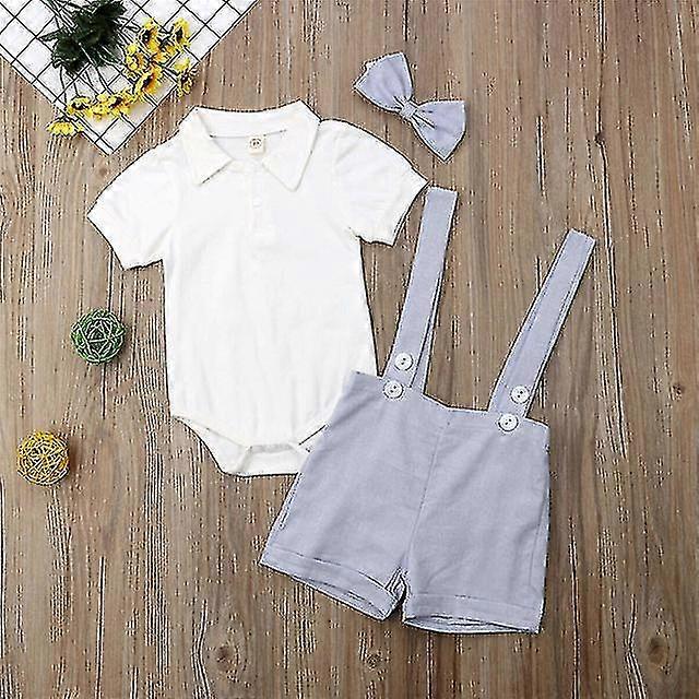 Fash Pojke Kläder Outfits Spädbarn Pojke Man Kostym Fluga Skjorta Hängslen Shorts Byxor Bekväm Outfit Set