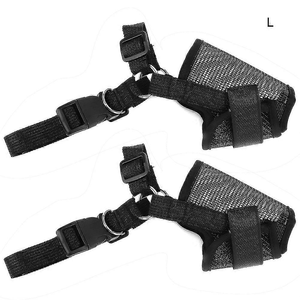 Black Pet Anti-Bite Mesh Muzzles - 2 Pack (L)