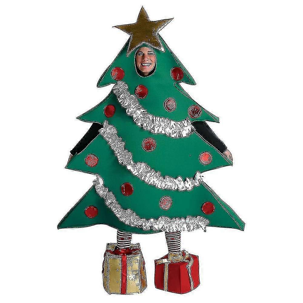 Bebetter Weihnachtsbaum Kostüm für Erwachsene mit Geschenkschuhüberziehern 160-185cm