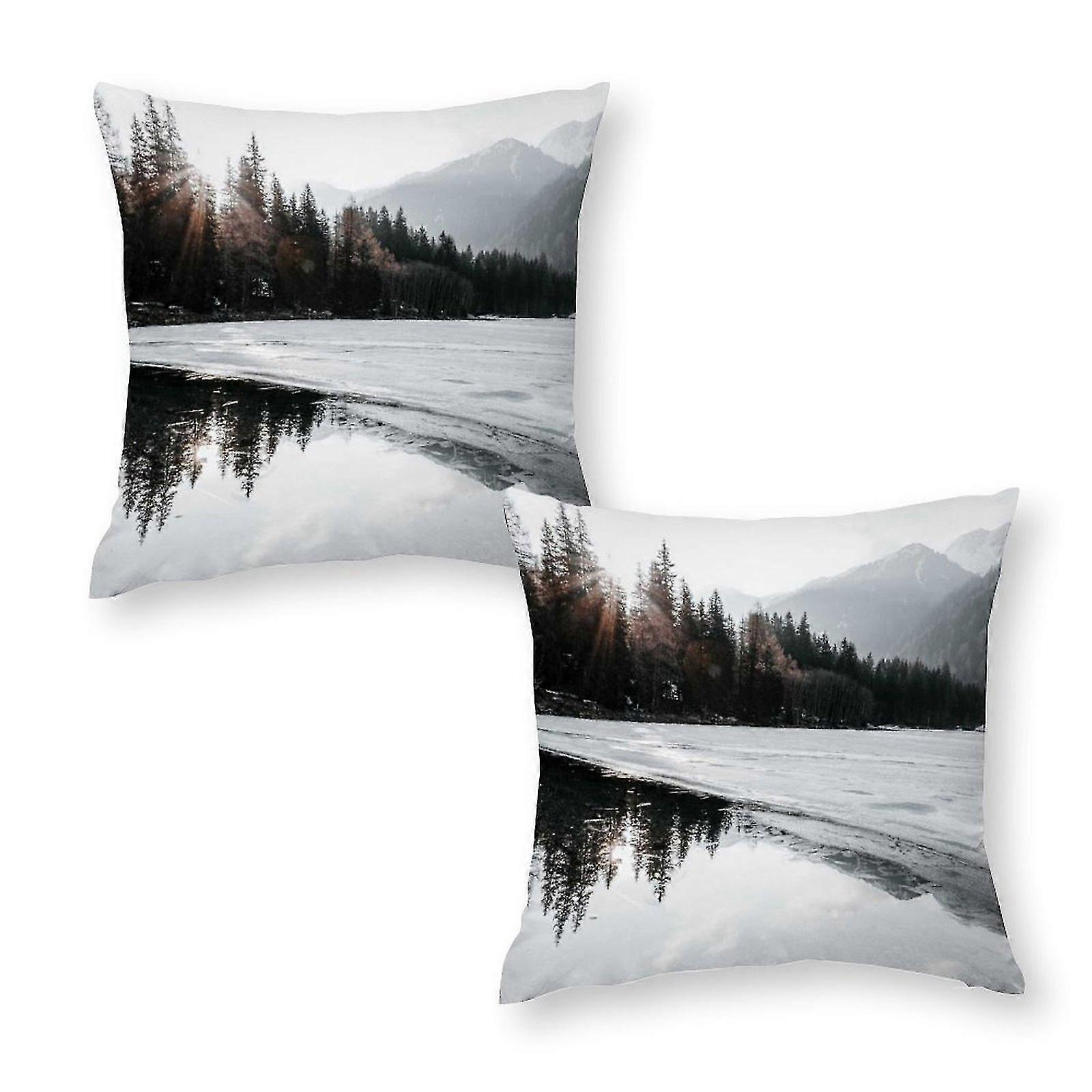 Pine Trees Print Pillow Case Set Of 2 Pcs
