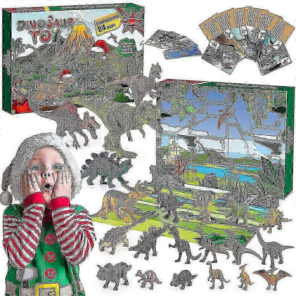 2024 Christmas Advent Calendar Dinosaur Toys, Xmas 24 Days Countdown Surprise Blind Box With Different Dino Figure Festive Gift For Toddlers Kids Chil