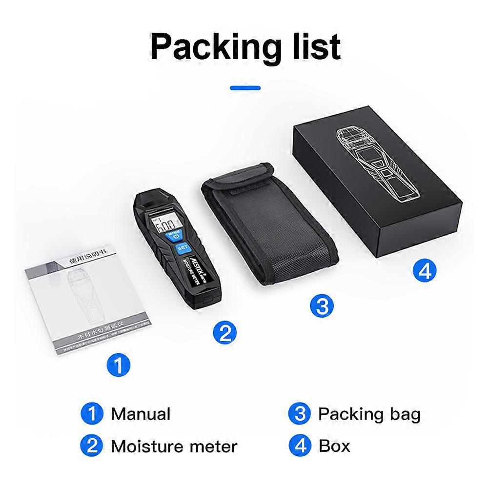 MESTEK WM700 Wood Moisture Tester Handheld Temperature Humidity Meter Mini LCD Digital Lumber Damp Meter Detector Tester-black