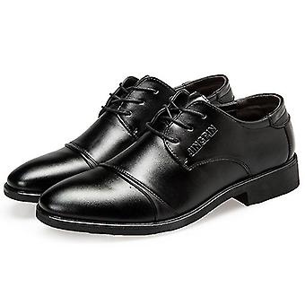 Men Leather Brogues Smart Formal Office Wedding Lace Up Oxford Brogue Shoes (black)