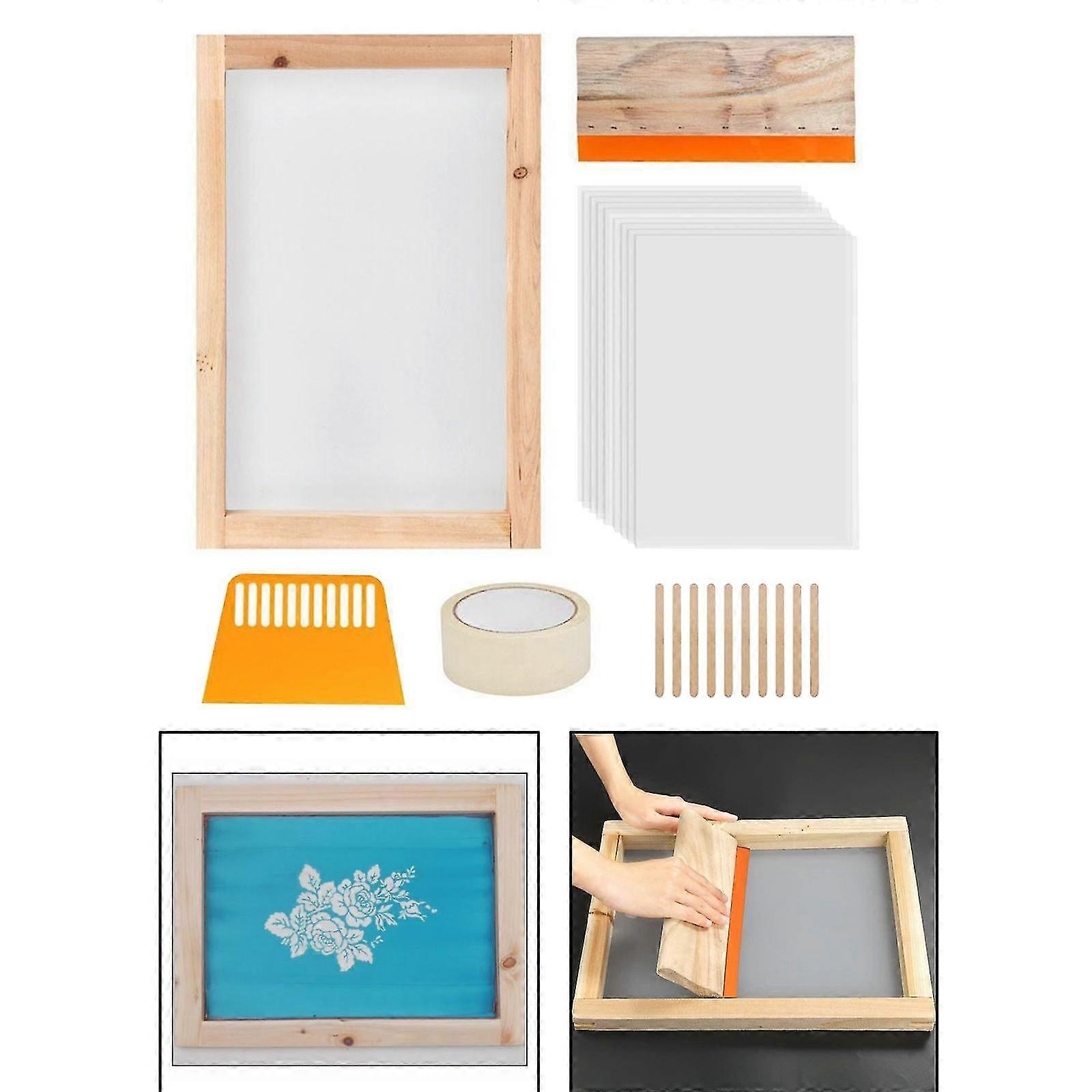 24 Pieces Screen Ter Kit Silk Screen Frame With Squeees Tool For Diy S Clothes Bag Mesh Fram